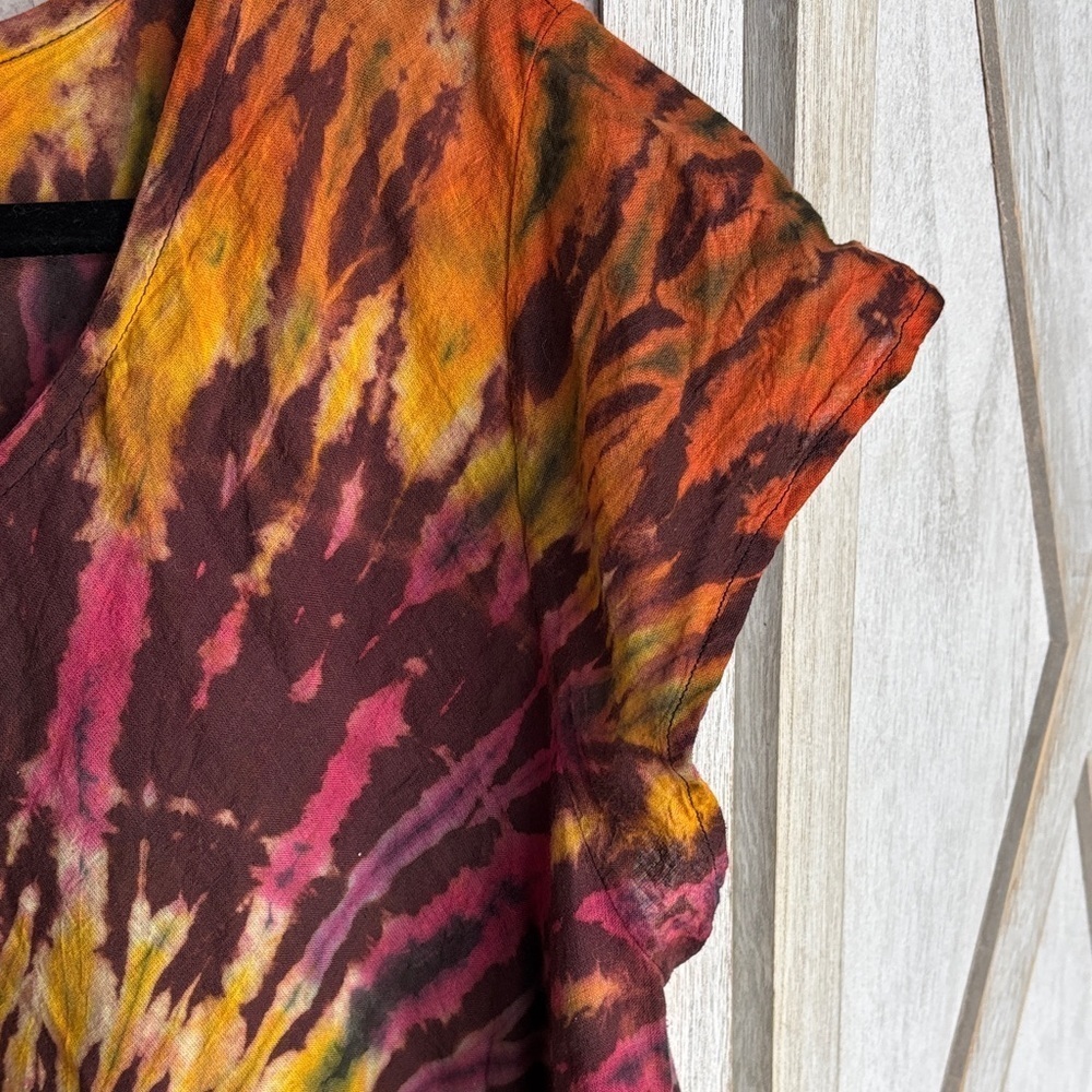 Tie-Dye Women's Top Dress - Multicolor 100% Cotton - Picture 3 of 7
